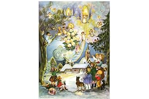 ‎RICHARD SELLMER VERLAG Nostalgischer Adventskalender/Weihnachtskalender mit Bildern und Glimmer "Seht die Himmelsleiter"