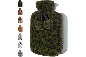 Qomfor Qomfor Bolsa De Agua Caliente Con Funda Suave Funda De Felpa Premium - Gran Capacidad De 1.8L (cocodrilo verde)