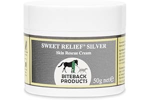 BITEBACK PRODUCTS Biteback 'Sweet Relief Silver' Cream - Essential Silver Cream for Horses & Dogs, Antiseptic for Minor Abrasions & Rubs, Ideal First Aid, Silver-Infused for Skin Care & Revival - 50g