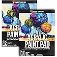 Zenacolor Acrylic Paper Pads (Set of 2) - 24 White Glossy 9x12 inch 400gsm Acid-Free Sheets for Acrylic Painting