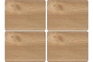 Creative Tops Oak Veneer Placemats – Set of 4, Durable Wooden Table Mats with Natural Wood Grain, Heat Resistant and Easy to Clean, 29 x 21.5 cm