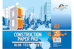 SCHOOL EDUCATION CREATIVE S'COOL Blok techniczny A3 – 160 g/m² – 10 arkuszy – Biały blok rysunkowy do kreślenia, szkiców i projektów