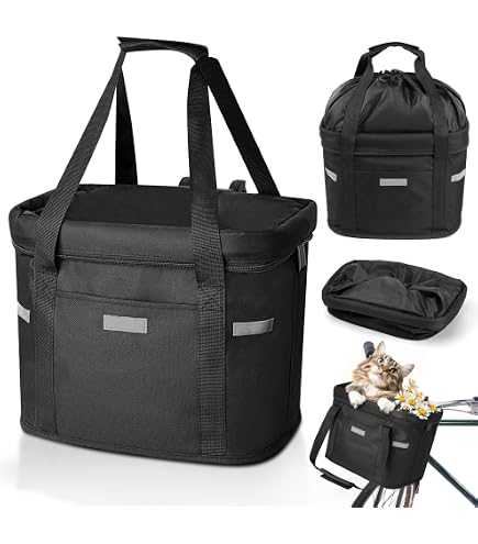Büchel Panier Vélo Avant Pliable – Fixation Express, Bande Réfléchissante 3M, 20L, Charge 5kg, Compatible Guidon 22-26mm