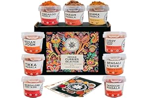 Nature Kitchen Indian Curry Powder Masala Gourmet Spice Seasoning Selection Mix Gift Set Kit. 9x Gluten-Free Herbs and Spices For Cooking Recipes. Including Blends For Vindaloo, Korma and More