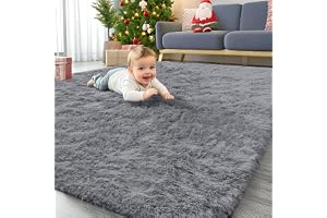 Homaxy Stor, fluffig, halkfri, maskintvättbar matta med hög lugg, för vardagsrum, sovrum, barnkammare, 120 x 160 cm