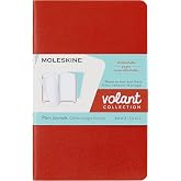 Moleskine Volant Ajanda, İnce Kapaklı, Cep Boy, 8,9 cm x 14 cm, &Ccedil;izgisiz, Mercan Turuncusu/Su Mavisi, 80 Sayfa, 2'li Set