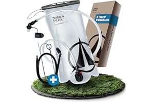 Terra Peak® Premium Trinkblase 2L oder 3L INKL. 2 x Schlauch & 1 x Reinigungsbürste für Rucksack, Wandern & Joggen (auslaufsicher) - Ergonomisches Trinksystem mit Mundstück & Schutzkappe (BPA-Frei)