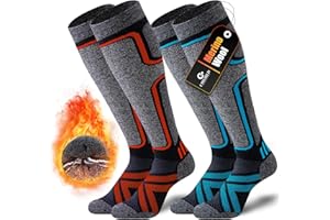 Cirorld Zestaw 2 par skarpet narciarskich z wełny merino dla mężczyzn i kobiet, termiczne, grube, na zimną pogodę, śnieg, narty, snowboard, polowanie, wędrówki