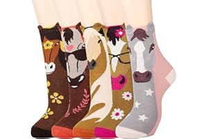 Jeasona 5 Paare Socken Damen 35-42 Bunt Baumwolle Tiermuster Süß