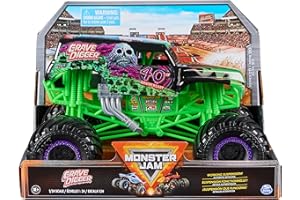 Monster Jam, Grave Digger Monster Truck, detailreiches Metall-Spritzguss-Fahrzeug zum Spielen und Sammeln im Maßstab 1:24, klassisches Farb-Schema, Spielzeug für Kinder ab 3 Jahren