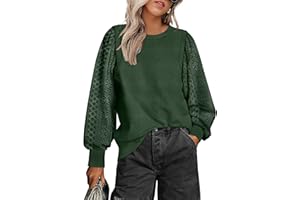 Sampeel Jumpers for Women Long Sleeve Tops Ladies Lace Puff Sleeve Sweatshirts