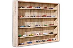 Inter Link - Witryna kolekcjonerska, półka ścienna, szklana gablota, szafka wisząca, półka wisząca, gablota, MDF - Reprodukcja dąb sonoma (80x60x9,5 cm) Collectizioni