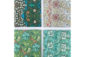 DISCOVER LIFESTYLE & FASHION FABRICS William Morris 100% Cotton Percale 4 Pack Designer Fat Quarter Bundle FQ Fabric Packs Quilting Patchwork Craft Sewing Material | 19" x 20" (50cm x 52cm) (Bundle 3)