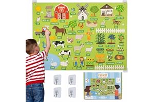 BONNYCO Pizarra de Fieltro con 92 Figuras Animales Granja. Juguetes Niños Montessori y Regalos para Niños 3 a 8 Años. Panel Sensorial Autismo, Juegos Educativos Infantiles, Navidad