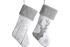 VALERY MADELYN Nikolausstiefel 46cm 2er Set Nikolausstrumpf aus Textil Stoff Weihnachtsdeko Weihnachtsstrumpf Große Weihnachtsstrümpfe zum Befüllen und Aufhängen für Kamin Weihnachtsschmuck