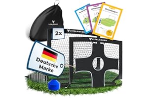 VITALANKER Fußballtor Kinder Set mit einhängbarer Torwand inkl. Challengekarten - Fußballtore für Garten Kinder, Fußballtor Kinder Outdoor, Tor, Fußball Tor, Goal