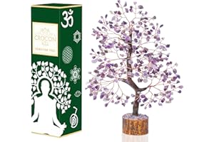 CROCON Figura de árbol de piedras preciosas de amatista de cocodrilo, Feng Shui dinero bonsái chakras buena suerte, cristales curativos de Reiki, decoración, adorno de mesa, regalo. Tamaño: 10 a 12 pulgadas