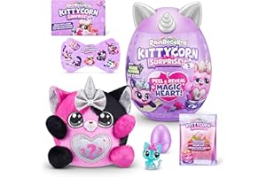 Rainbocorns Kittycorn Surprise Series 2, Mozie the Calico Cat - Collectible Plush - 10 Surprises to Unbox, Peel and Reveal Heart, stickers, Ages 3+ (Calico Cat)