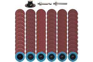 Shineboc 72 Pièces 50mm Disques Abrasifs De Remplacement Rapide, Disques Abrasifs Roloc 36/60/80/120/180/240 Avec Support 1/4", Pour Outil De Meuleuse Rotative De Perceuse