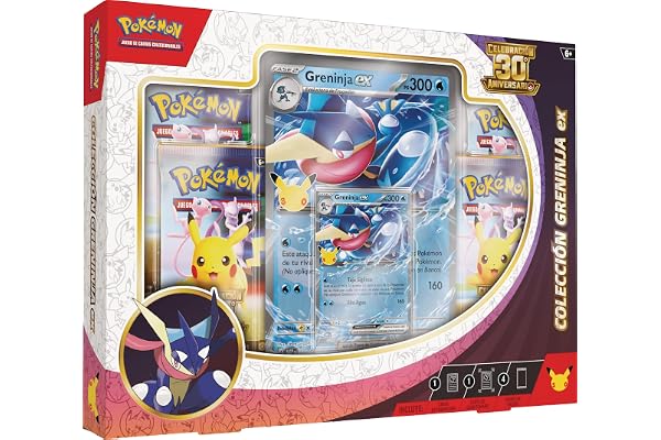 Pokémon: Colección Greninja ex de Celebración 30.º Aniversario de JCC Pokémon (1 Carta holográfica de promoción, 1 Carta holográfica de Gran tamaño y 4 Sobres de Mejora)