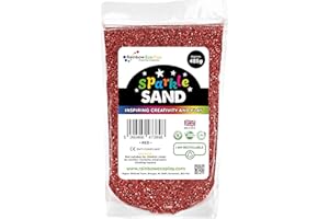 Rainbow Eco Play – Sand Art - Arts and Crafts – Eco Friendly - No Plastic - Decorative Craft Coloured Sparkle Glitter Sand – Fine Play Sand for Kids Children - 485g - Red
