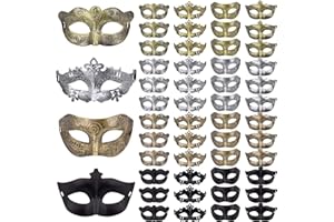 FEQO 48 Pieces Masquerade Masks Vintage Antique Masks Couple Venetian Masks for Halloween Carnivals Masquerade Party, 4 Colours