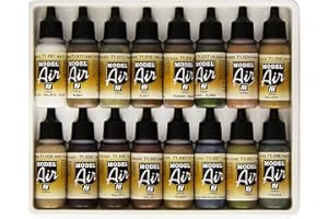 Vallejo Model Air Extreme Lot de 16 pots de peinture acrylique pour aérographe Couleurs assorties 17 ml Rouge