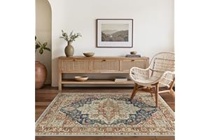 BEIMO Tapis Vintage Boho Lavable 160x230 cm, Tapis Antidérapant, Durable et Non-Fussel, Tapis Salon, Tapis Chambre, Tapis Bureau à Domicile