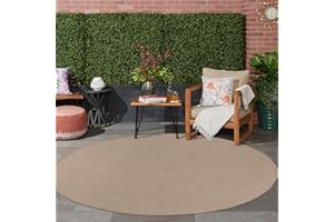 Jimri Tapis d'intérieur et d'extérieur – Tapis résistant aux intempéries pour Balcon, terrasse, Jardin, Cuisine - résistant aux Rayons UV et à l'eau - 120 cm Rond, Beige