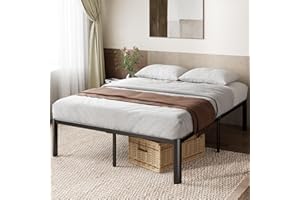 Zinus Van Double Bed Frame with Storage Space Underneath - 4ft6 (135 x 190 cm) - 16.2'' Height - Metal Bed Base with Steel Slat Support - Easy Assembly - Black