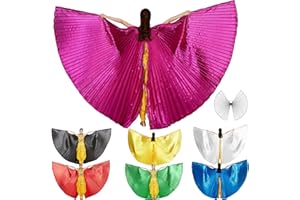 Wuchieal Öffnung Bauchtanz Isis Flügel Dancing Kostüm mit Stöcke Tasche