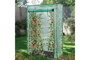 Lendo Online Gewächshaus mit wasserdichter PE-Gitterfolie - Foliengewächshaus- grün - Stahl - Tomatengewächshaus - Gartenhaus - Gartengewächshaus - Treibhaus - Balkon/Garten 100x50x150cm