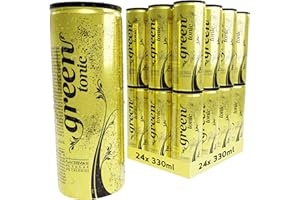 GREEN COLA Green Tonic Water Cans 24 Pack, Slimline Tonic, No Aspartame, No Sugar, No Calories, Tonic Water for Gin and Mixer - Bulk Pack of 24 Cans x 330 ml(packaging may vary)