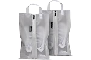 FOYER NUAGE Travel Shoe Bags, Water Resistant TPU Mesh with Zipper, Travel Essentials for Men & Women (Grey, 2 Set)