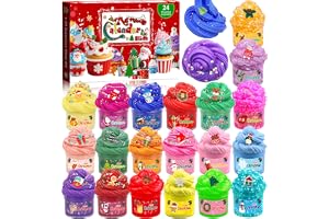 NEMMXUB Adventskalender Slime, 2026 julnedräkning adventskalender, Crystal Slime, 24 dagars rolig kalender, överraskningspresent till jul, barnleksaker