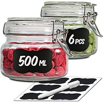 6 Bocaux En Verre Hermétiques Praknu 1L - Forme Angulaire, Étanches Avec Joints Silicone