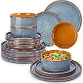 vancasso ONION Complete 24-Piece Dinnerware Set for 8 People, Modern Stoneware Dinnerware &ndash; 8 Dinner Plates, 8 Dessert Plates
