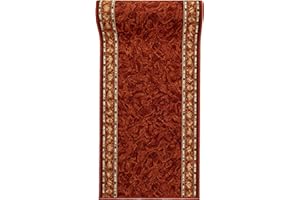 Mazovia Alfombra de Pasillo Larga - Alfombra Antideslizante Clásico Motivo - Pelo Corto - Alfombras de Pasillo por Metros - Alfombras para Pasillos Largos - Ruggine Terracotta 67x125 cm