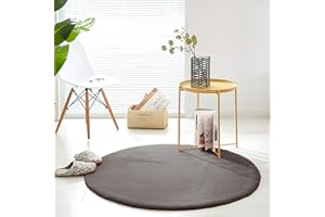 ‎TEPPICH WÖLKCHEN Teppich Wölkchen Fluffy Faux Fur Rug, Rabbit Fur, Short Fur, High Pile Fur Rug for Living Room or Bedroom Bed Rug, Round, Dark Grey – 120 cm, Round