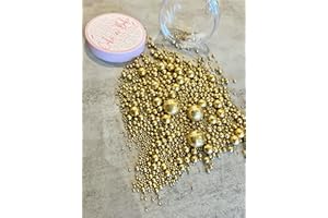 CAKE N BAKE Metallic/Shimmer Balls Edible Cupcake Cake Topper Sprinkles (90G Tub) (Gold - chocolate mix)