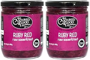 Ruby Red Sauerkraut - Organic, Raw & Unpasteurised - Traditionally Fermented - 2 x 400g Jar - by The Cultured Food Company