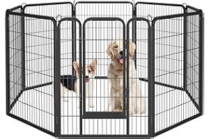 Costoffs 8 Panel Dog Playpen 80 x 100 cm Extra Large Pet Puppy Pen for Small Animals Rabbit Duck Cat Indoor/Outdoor Black