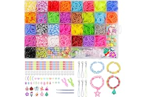 FANCYWHOOP 2500+ Rubber Bands Making Kit - Colorful Rubber Band Refill Set in 32 Unique Colors with Other Accessories and Storage Box, DIY Friendship Bracelet Making Kit for Starter Kids Girls Birthday Gifts