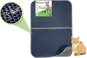 Genieforce® TC8 Katzenmatte Katzenklo Matte, Katzenstreumatte, faltbar, Waben Doppelschicht Design, Wasserdicht, urinsichere Auffangmatte für Katzentoiletten. [75 x 55,5cm] (Dunkelblau)