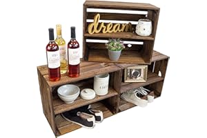 Kistenkolli Altes Land Juego de 3Massive Fruta (Manzana Caja Vino Caja de Madera Multiusos + + + 49x 42x 31cm - Oscuro con SUPLEMENTO VERTICALMENTE