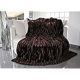 Brandsseller Coperta in finta pelliccia, double-face, Poliestere, marrone, 220 x 240 cm