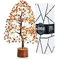 ZAICUS Carnelian Stone Chakra Tree of Life - Feng Shui Crystal Bonsai Money Tree - Handmade Golden Wire Home Office Table Decoration Ornament - 10-12 Inch
