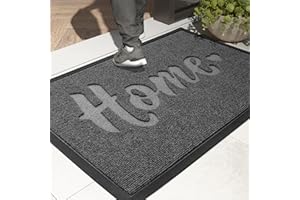 COLOR&GEOMETRY Wycieraczka "Home", antypoślizgowa, do użytku wewnątrz i na zewnątrz, trwała mata barierowa, chłonna, do wejścia, na patio, 60 x 90 cm, szara