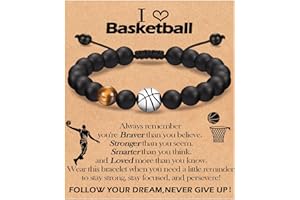 KORAS Football Basketball Bracelet for Teenage Boys, Football Basketball Gifts for Boys, Best Gifts for Son Nephew Grandson on Birthday Graduation Christmas