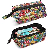 ZIPIT Lenny School Case for Large Capacity Pencils, Doodles | Washable Pencil Case for 55 Pens and Pencils, Also Works as Mak